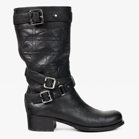 Dior Shoes - *SOLD* Christian Dior Black Cannage Quilted Biker Boots